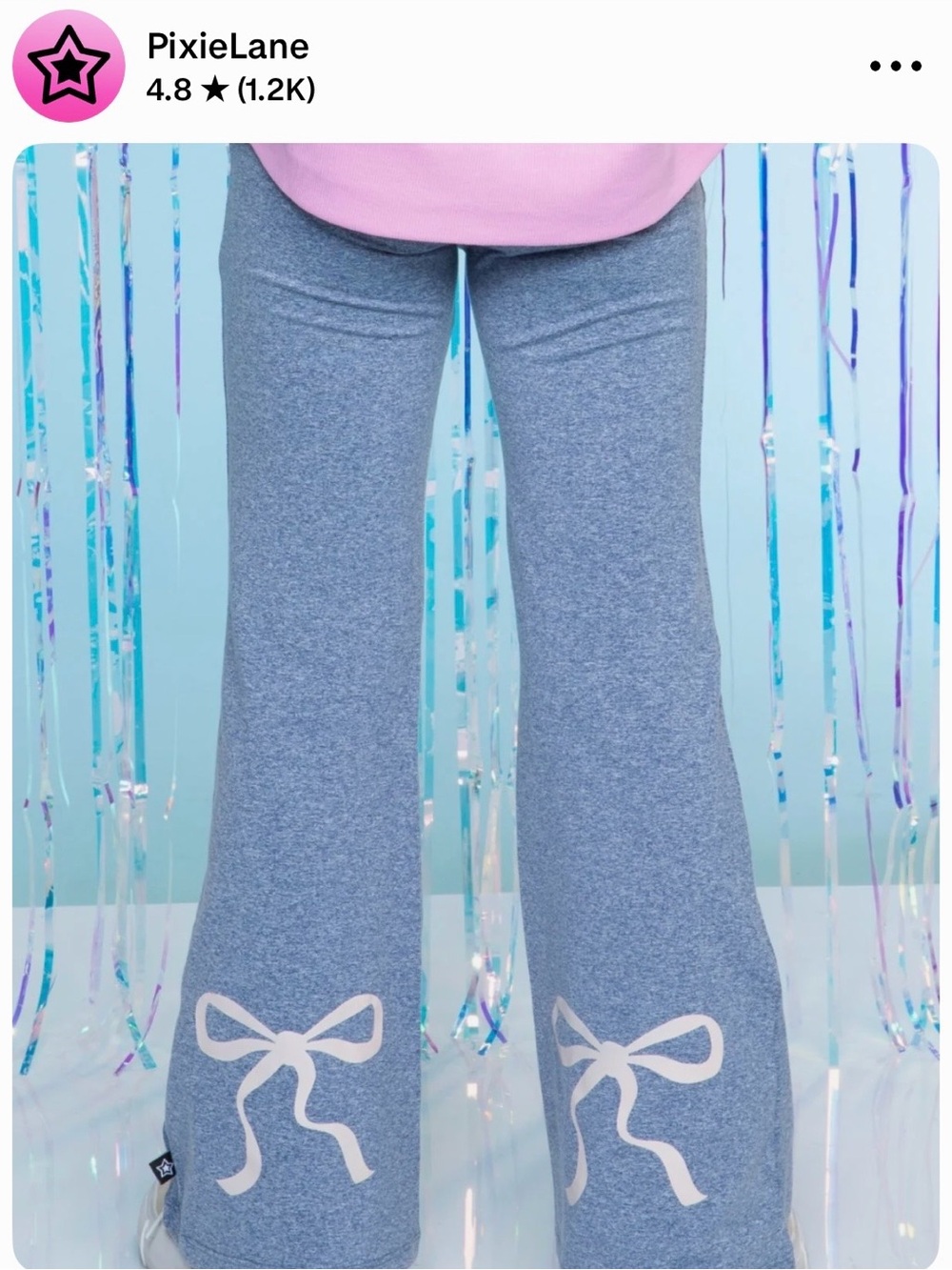 Girls' Blue Bow-Accent Flare Leggings